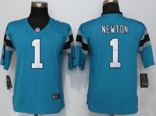 Women's Carolina Panthers #1 Cam Newton Light Blue Alternate NFL Nike Limited Jersey