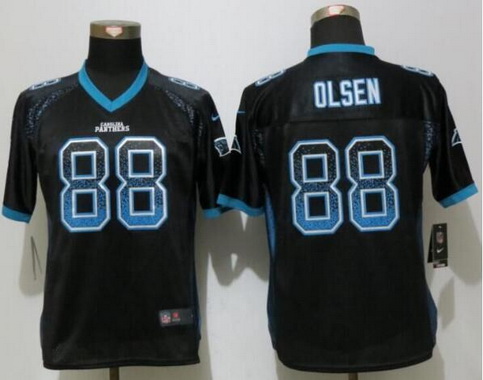 Women's Carolina Panthers #88 Greg Olsen Black Drift Fashion NFL Nike Jersey