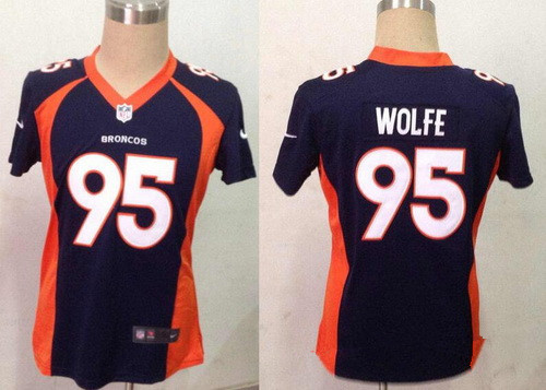 Women's Denver Broncos #95 Derek Wolfe Navy Blue Alternate NFL Nike Game Jersey