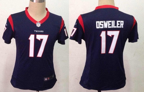 Women's Houston Texans #17 Brock Osweiler Navy Blue Team Color NFL Nike Game Jersey