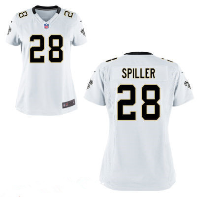 Women's New Orleans Saints #28 C.J. Spiller White Road Stitched NFL Nike Game Jersey