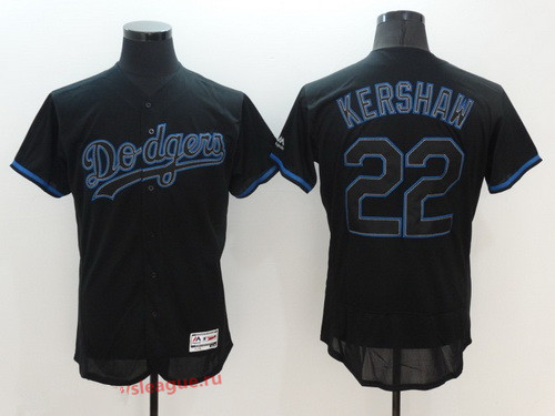 Men's Los Angeles Dodgers #22 Clayton Kershaw Lights Out Black Fashion 2016 Flex Base Majestic Stitched MLB Jersey