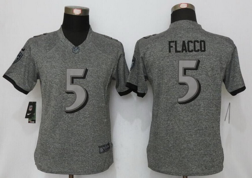 Women's Baltimore Ravens #5 Joe Flacco Gray Gridiron Stitched NFL Nike Limited Jersey