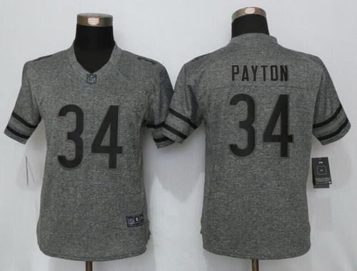 Women's Chicago Bears #34 Walter Payton Retired Gray Gridiron Stitched NFL Nike Limited Jersey