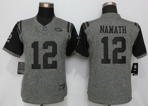 Women's New York Jets #12 Joe Namath Retired Gray Gridiron Stitched NFL Nike Limited Jersey