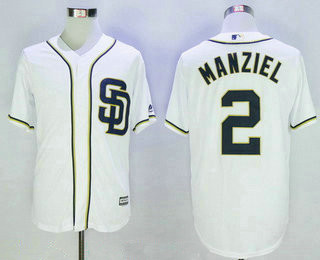 Men's San Diego Padres #2 Johnny Manziel White Home Stitched MLB 2016 Majestic Flex Base Jersey