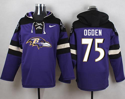 Nike Ravens #75 Jonathan Ogden Purple Player Pullover NFL Hoodie