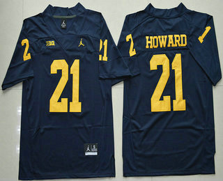 Men's Michigan Wolverines #21 Desmond Howard Navy Blue Stitched NCAA Brand Jordan College Football Jersey