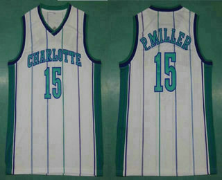 Men's Charlotte Hornets #15 Percy Miller White Hardwood Classics Soul Swingman Throwback Jersey