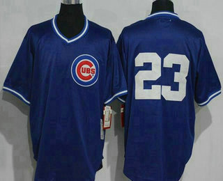 Men's Chicago Cubs #23 Ryne Sandberg No Name Blue Pullover Throwback Jersey