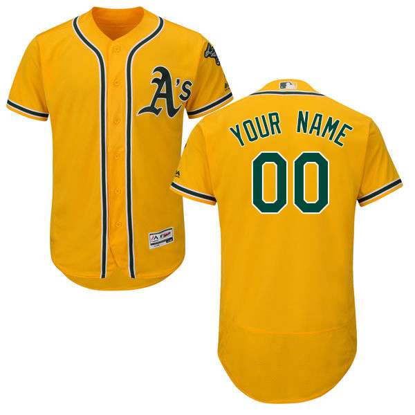 Mens Oakland Athletics Gold Customized Flexbase Majestic MLB Collection Jersey