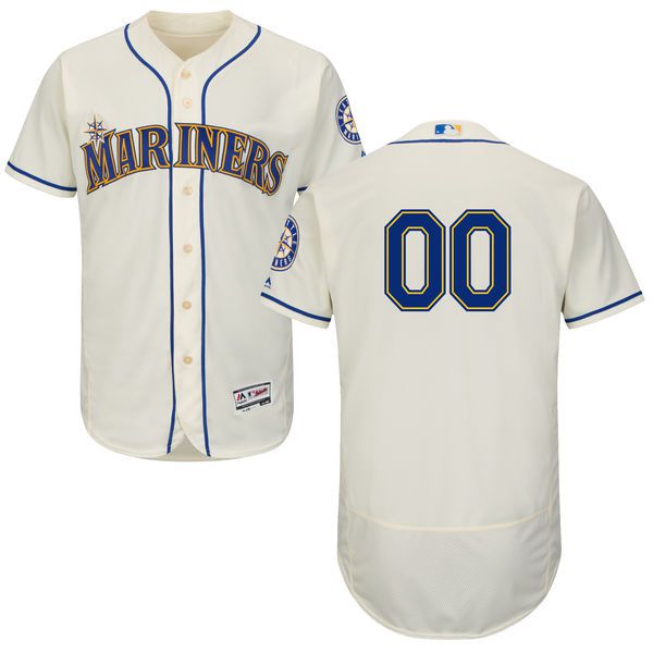 Mens Seattle Mariners Cream Customized Flexbase Majestic MLB Collection Jersey