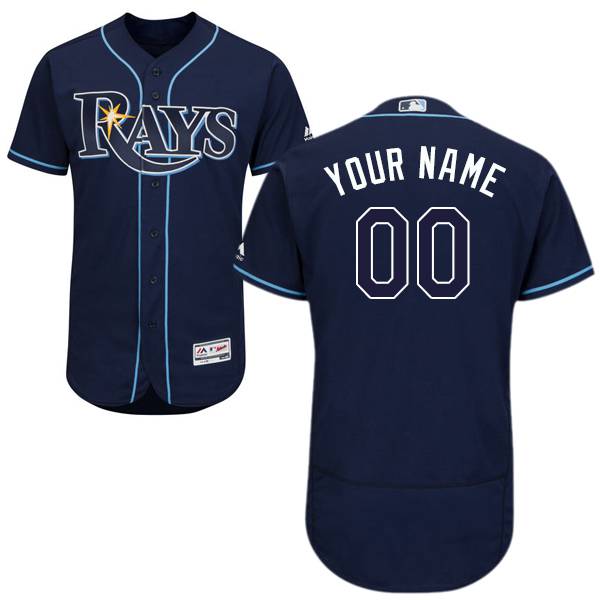 Mens Tampa Bay Rays Navy Blue Customized Flexbase Majestic MLB Collection Jersey