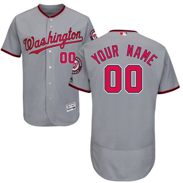 Mens Washington Nationals Grey Customized Flexbase Majestic MLB Collection Jersey