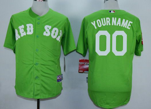 Youth Boston Red Sox Customized Green MLB Cool Base Jersey