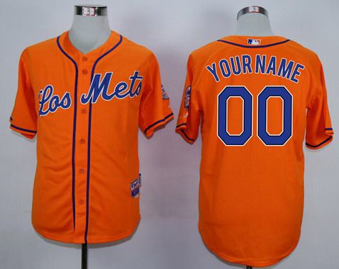 Youth New York Mets Customized Los Orange MLB Cool Base Jersey