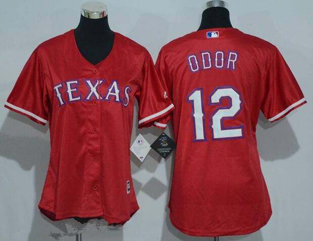 Women's Texas Rangers #12 Rougned Odor Red Stitched MLB Majestic Cool Base Jersey