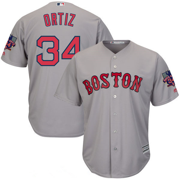 Youth Boston Red Sox #34 David Ortiz Gray Road Stitched MLB Majestic Cool Base Jersey with Retirement Patch