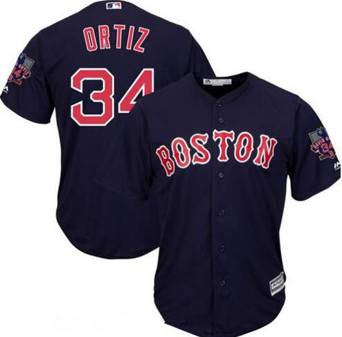 Youth Boston Red Sox #34 David Ortiz Navy Blue Stitched MLB Majestic Cool Base Jersey with Retirement Patch