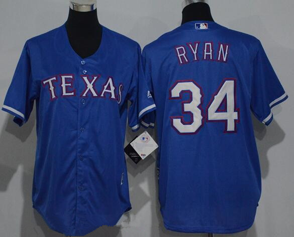 Youth Texas Rangers #34 Nolan Ryan Retired Royal Blue Stitched MLB Majestic Cool Base Jersey