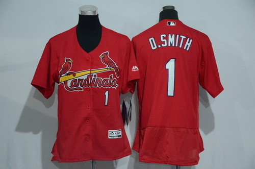 Women's St. Louis Cardinals #1 Ozzie Smith Retired Red 2016 Flexbase Stitched Baseball Jersey