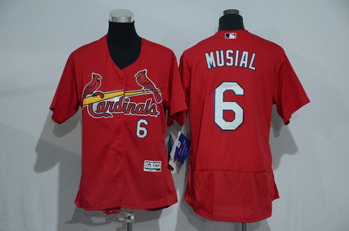 Women's St. Louis Cardinals #6 Stan Musial Retired Red 2016 Flexbase Stitched Baseball Jersey