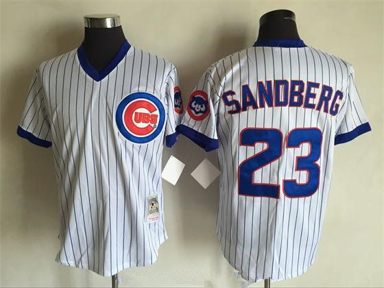 Men's Chicago Cubs #23 Ryne Sandberg 1988 White Pullover Stitched MLB Throwback Jersey