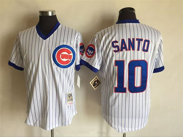 Men's Chicago Cubs #10 Ron Santo 1988 White Pullover Stitched MLB Throwback Jersey