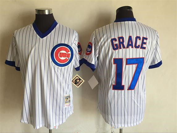 Men's Chicago Cubs #17 Mark Grace 1988 White Pullover Stitched MLB Throwback Jersey