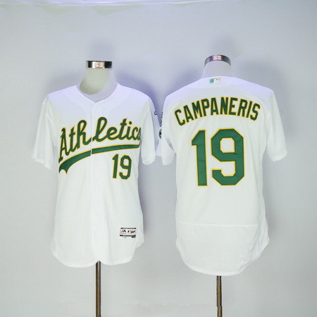 Men's Oakland Athletics #19 Bert Campaneris Retired White Stitched MLB 2016 Majestic Flex Base Jersey