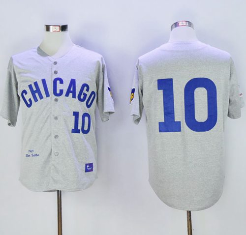 Mitchell and Ness Cubs #10 Ron Santo Stitched Grey Throwback MLB Jersey