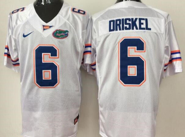 Men's Florida Gators #6 Jeff Driskel White Stitched NCAA Nike College Football Jerse