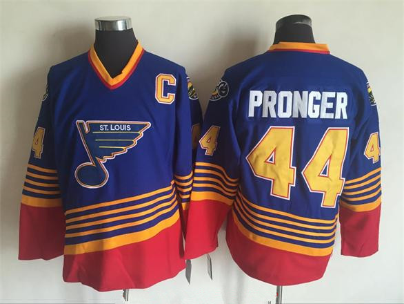 Men's St. Louis Blues #44 Chris Pronger 1995-96 Blue CCM Throwback Stitched Vintage Hockey Jersey