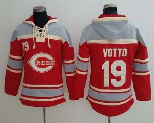 Men's Cincinnati Reds #19 Joey Votto Red Baseball MLB Hoodie