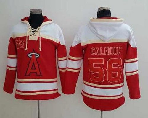 Men's LA Angels Of Anaheim #56 Kole Calhoun Red Baseball MLB Hoodie