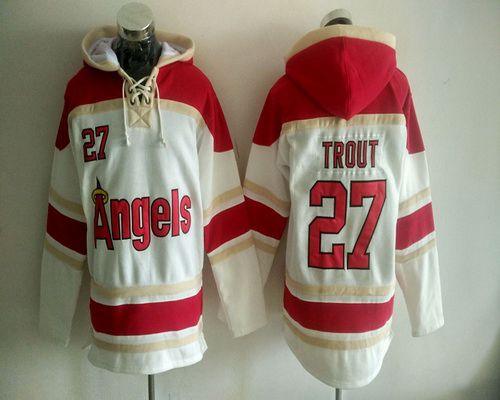 Men's LA Angels Of Anaheim #27 Mike Trout White Baseball MLB Hoodie