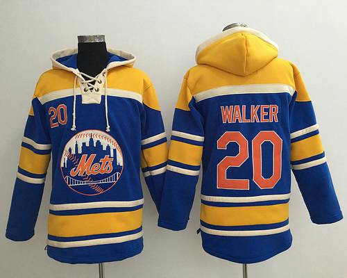 Men's New York Mets #20 Neil Walker Blue With Orange Baseball MLB Hoodie