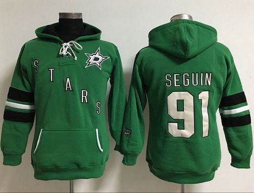 Dallas Stars #91 Tyler Seguin Green Women's Old Time Heidi Hoodie NHL Hoodie