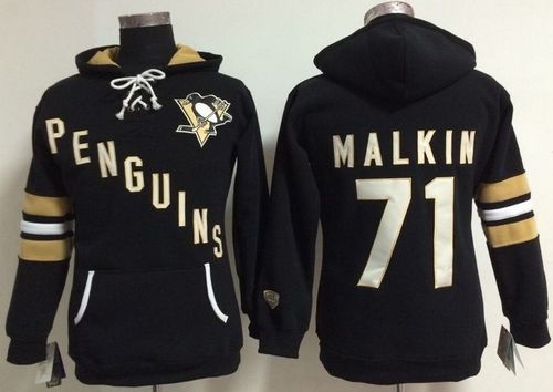 Pittsburgh Penguins #71 Evgeni Malkin Black Women's Old Time Heidi NHL Hoodie