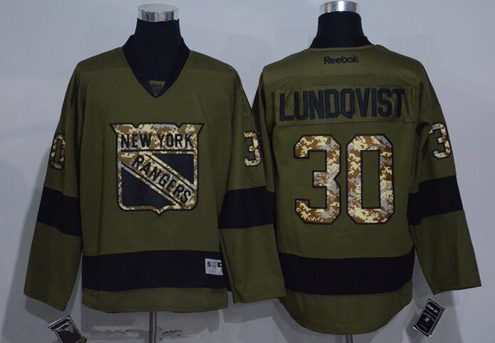 Men's New York Rangers #30 Henrik Lundqvist Green Salute to Service Stitched NHL Reebok Hockey Jersey