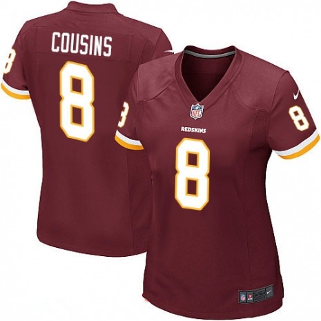 Women's Washington Redskins #8 Kirk Cousins Burgundy Red Team Color Stitched NFL Nike Game Jersey