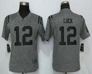 Women's Indianapolis Colts #12 Andrew Luck Nike Gray Gridiron NFL Gray Limited Jersey