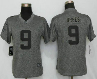 Women's New Orleans Saints #9 Drew Brees Nike Gray Gridiron NFL Gray Limited Jersey