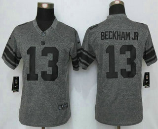 Women's New York Giants #13 Odell Beckham Jr Nike Gray Gridiron NFL Gray Limited Jersey