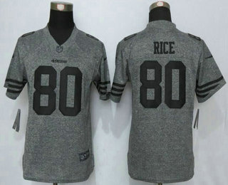 Women's San Francisco 49ers #80 Jerry Rice Nike Gray Gridiron NFL Gray Limited Jersey