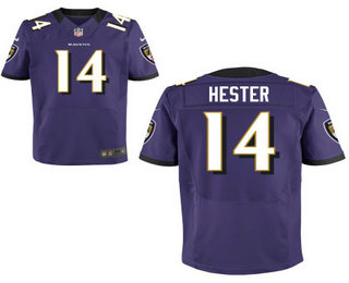 Men's Baltimore Ravens #14 Devin Hester Purple Team Color Stitched NFL Nike Elite Jersey