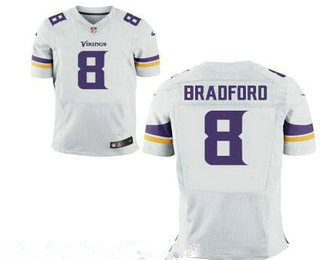 Men's Minnesota Vikings #8 Sam Bradford White Road Stitched NFL Nike Elite Jersey