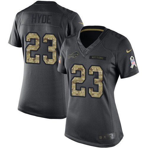 Women's Nike NFL Buffalo Bills #23 Micah Hyde  2016 Salute to Service Limited Black Women's Jersey