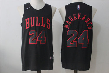 Men's Chicago Bulls #24 Lauri Markkanen All Black 2017-2018 Nike Swingman Stitched NBA Jersey