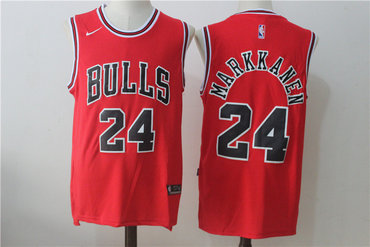 Men's Chicago Bulls #24 Lauri Markkanen Red 2017-2018 Nike Swingman Stitched NBA Jersey